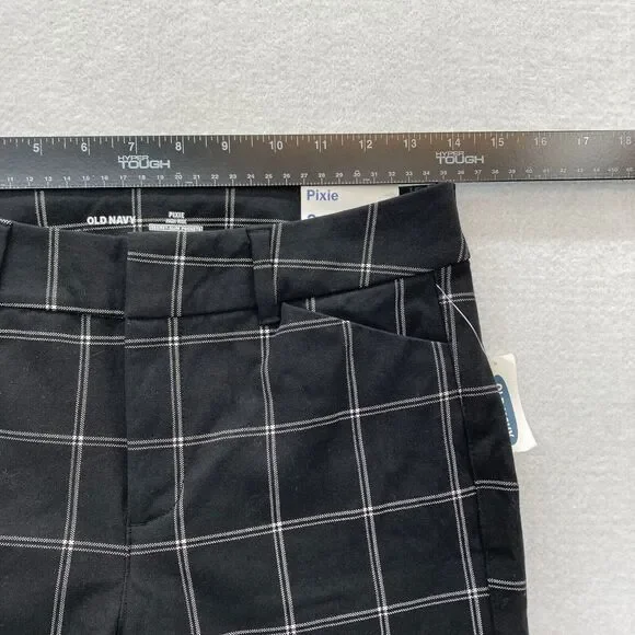 Old Navy Pixie Pants Women's 2 Black Plaid Stretch Fabric Slim Leg Ankle Pants - Picture 6 of 12